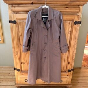 Vintage 90s London Fog Trench Coat With Removable Lining Tan Pockets Women Small